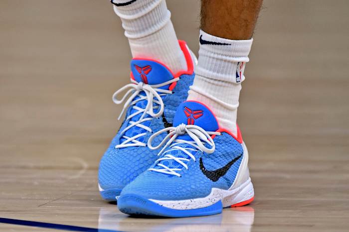 Ja Morant wears Nike Kobe 6 Protro PE.