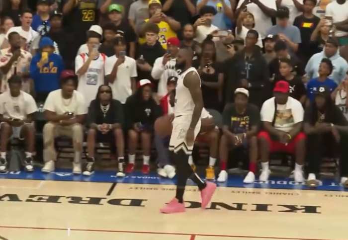 LeBron James wearing the Nike LeBron 20 at Drew League.