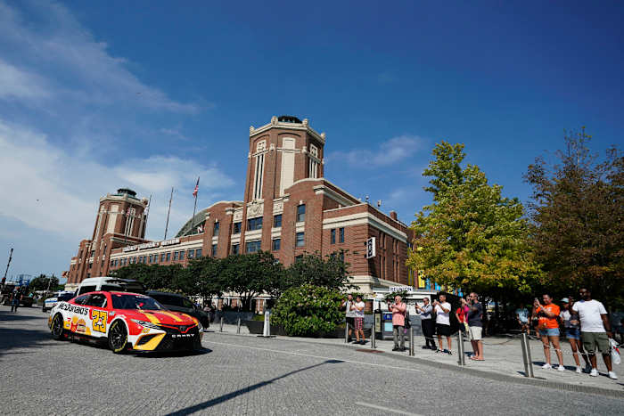 Fans were revved up when Bubba Wallace took a 'victory lap' around the city after Tuesday's announcement. Photo by Patrick McDermott/Getty Images.