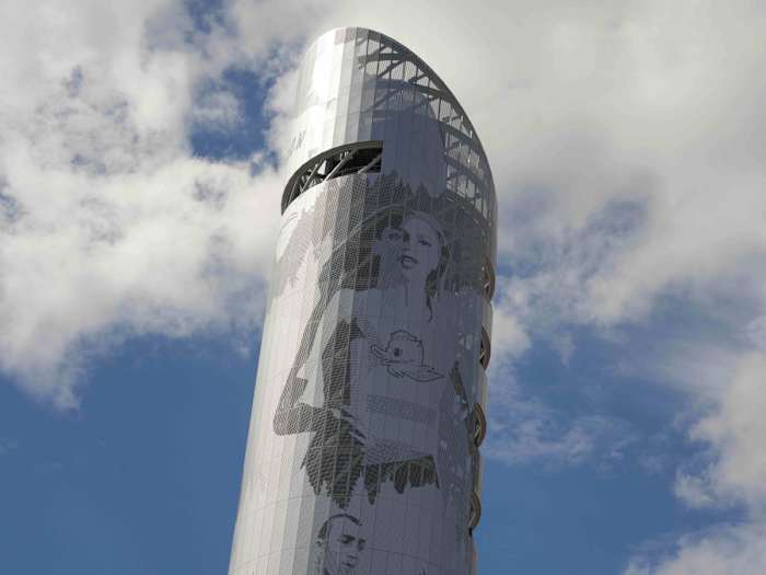 The Hayward Field Tower has five Oregon track icons on it, including Raevyn Rogers, who is competing at the world championships.