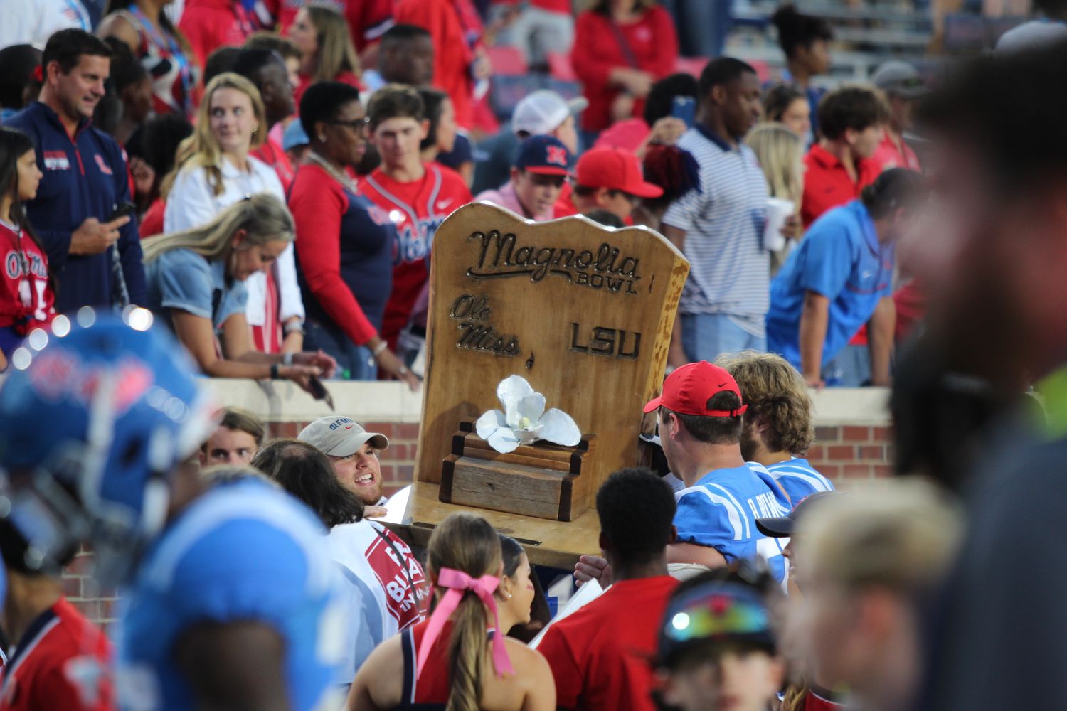Ole Miss Celebrates 31-17 Victory Over LSU in 2021 Magnolia Bowl
