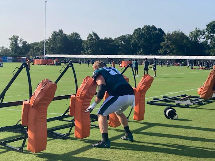 Cam Jurgens was one of the first players on the practice field on Day 6 of training camp