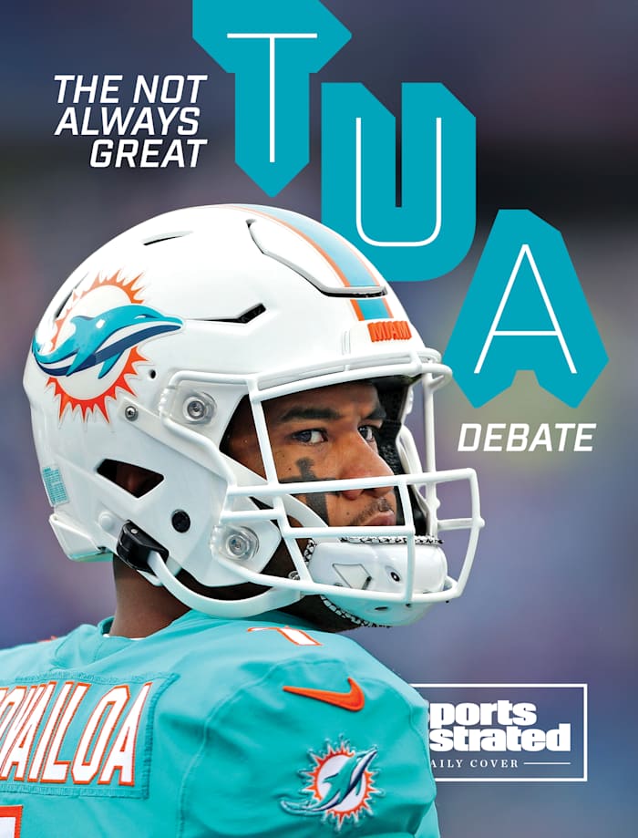 Tua Tagovailoa looks back over his shoulder