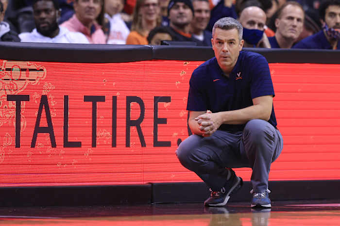 Virginia Cavaliers head coach Tony Bennett looks on against the Georgia Bulldogs during the first half at Prudential Center