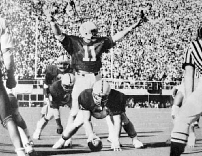 Jeff Quinn asks for quiet before Nebraska’s final play.