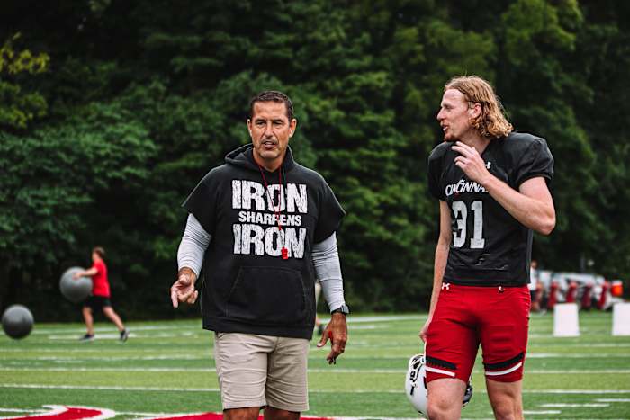 Coach Luke Fickell at preseason camp