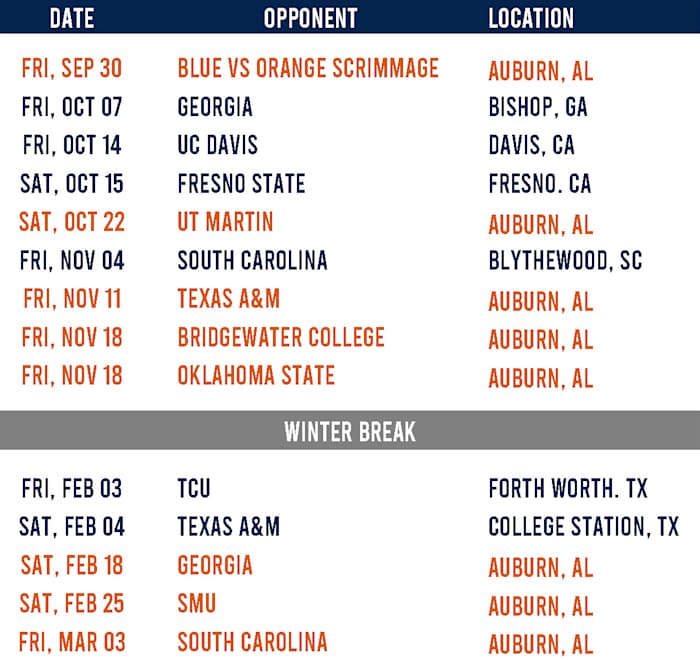 2022-2023 Auburn Equestrian Schedule