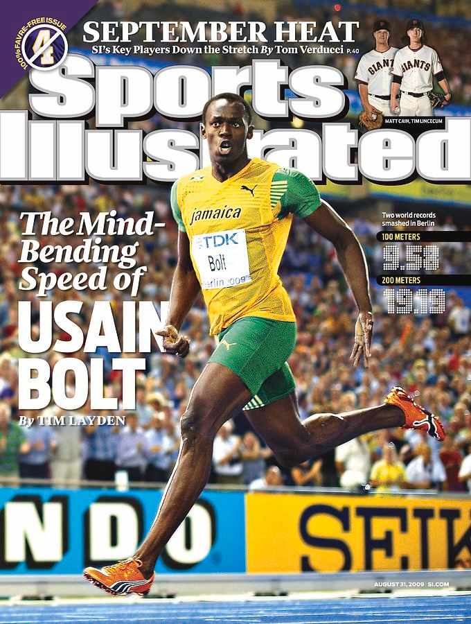 Usain Bolt on the cover of Sports Illustrated in 2009