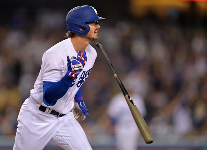 Zach McKinstry with the Los Angeles Dodgers, before being traded to Chicago.
