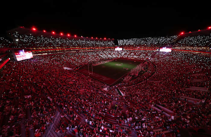 Bryant-Denny Stadium in lights