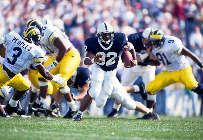 Penn State running back Ki-Jana Carter carries the ball against Michigan during the 1993 season.