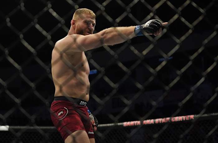 Corey Anderson fights Jan Blachowicz (not pictured) in the light heavyweight bout during UFC Fight Night at Santa Ana Star Arena.