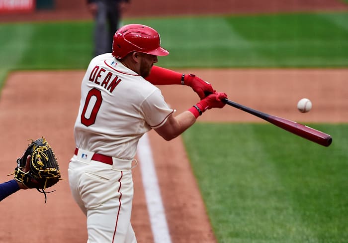 SF Giants utility man Austin Dean taking a swing with the Cardinals.