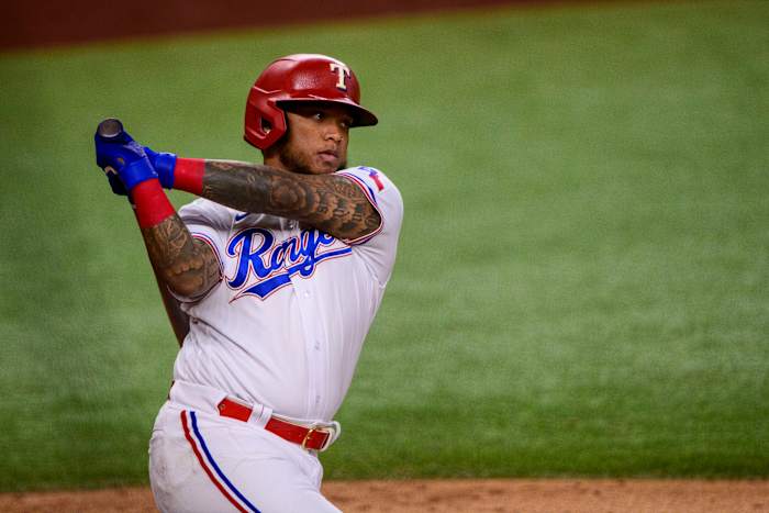 Rangers DH Willie Calhoun takes a swing. (2022)