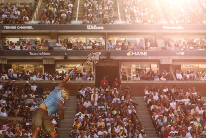 Federer serves it up at the 2010 U.S. Open.