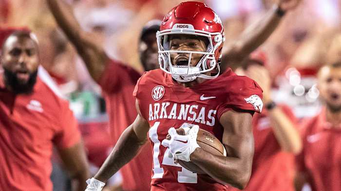 Razorbacks wide receiver Bryce Stephens against Missouri State