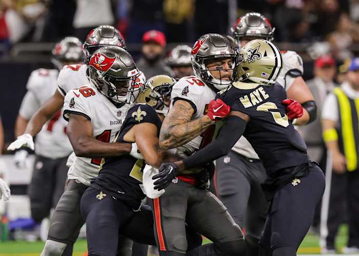 Tampa Bay’s Mike Evans and New Orleans’s Marshon Lattimore and Marcus Maye