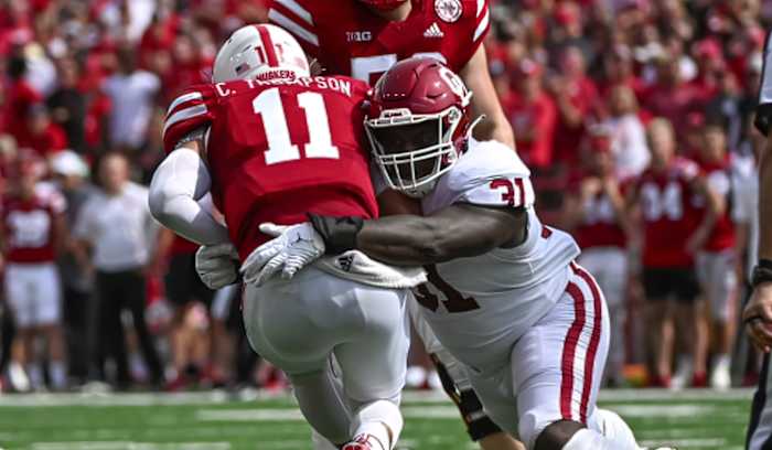Casey Thompson sacked by Jalen Redmond 2022 Nebraska vs Oklahoma football