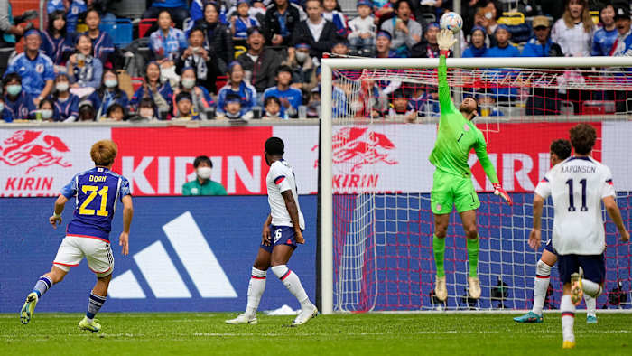 Matt Turner makes a save for the USMNT vs. Japan