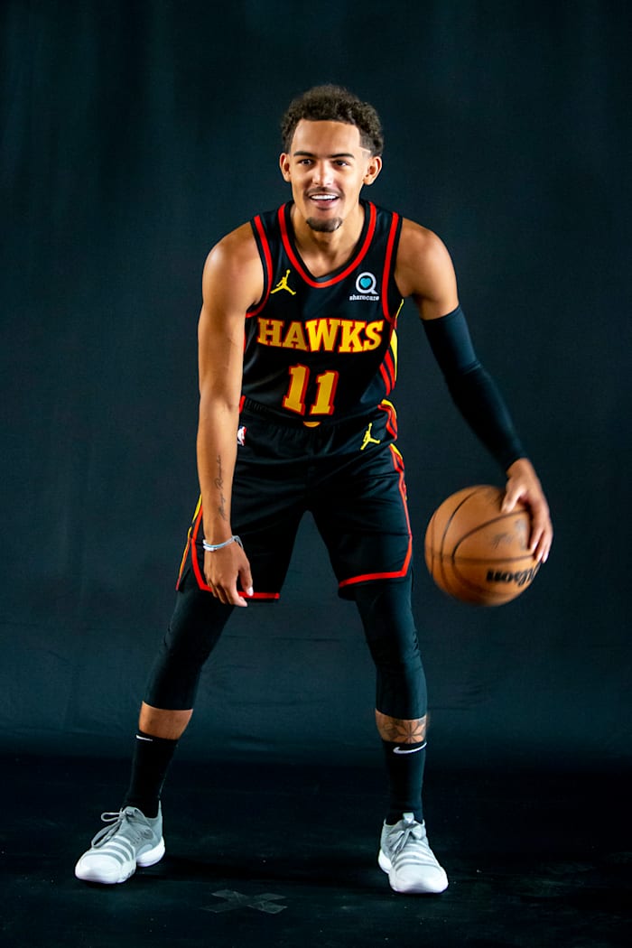 Trae Young poses for a photo at Media Day.