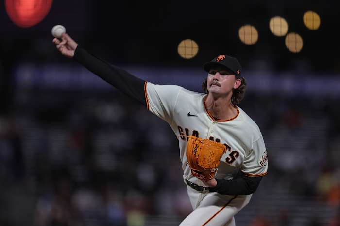 SF Giants pitcher Sean Hjelle throws a pitch. (2022)