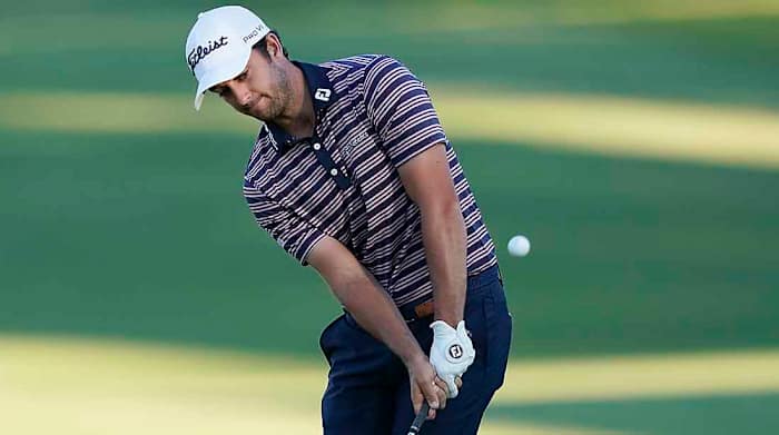 Davis Riley chips in the first round of the 2022 Sanderson Farms Championship.