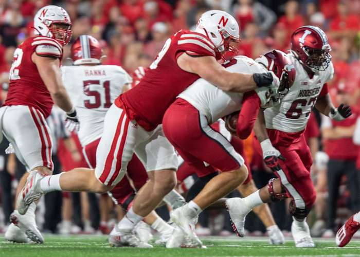 Ty Robinson sacks Indiana QB Connor Bazelak 4th Quarter Nebraska football 2022