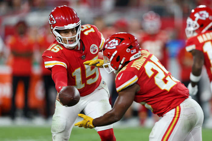 Oct 2, 2022; Tampa, Florida, USA; Kansas City Chiefs. Mandatory Credit: Nathan Ray Seebeck-USA TODAY Sports