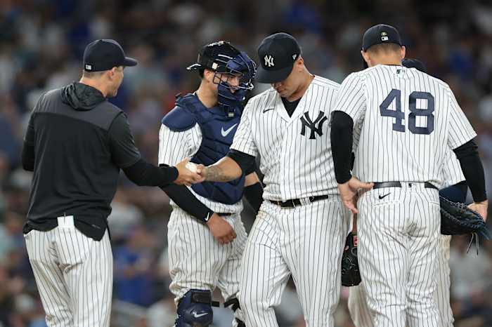 New York Yankees SP Frankie Montas comes out of game