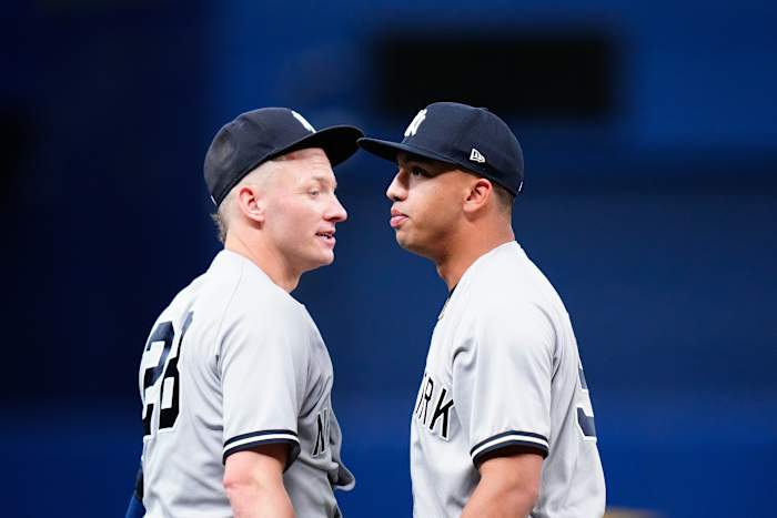New York Yankees 3B Josh Donaldson with SS Oswald Peraza