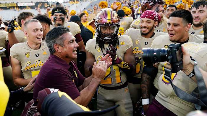 Shaun Aguano and Arizona State celebrate beating Washington