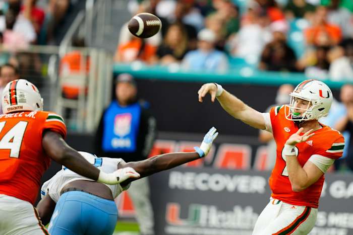 Miami quarterback Tyler Van Dyke vs North Carolina