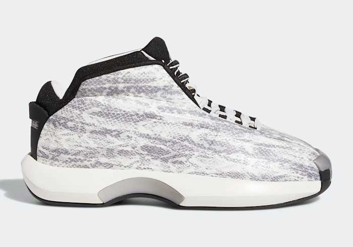 White and grey Adidas Crazy 1 shoe.
