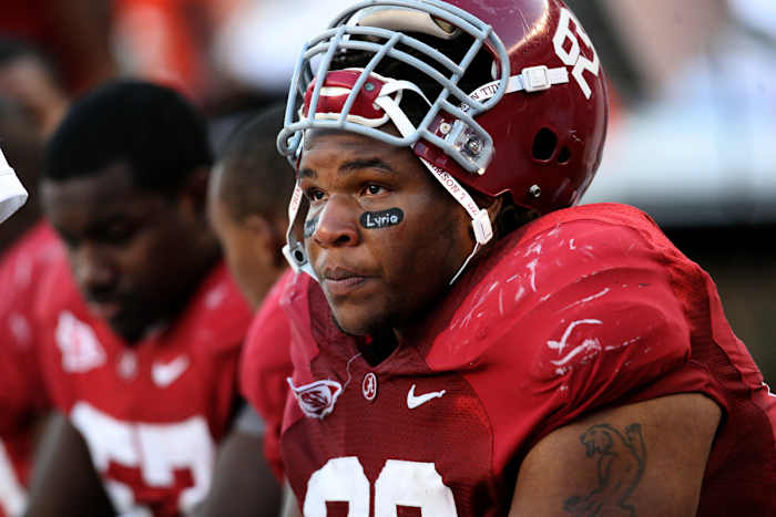 Terrance Cody sits on the bench during a 2009 game against Tennessee.