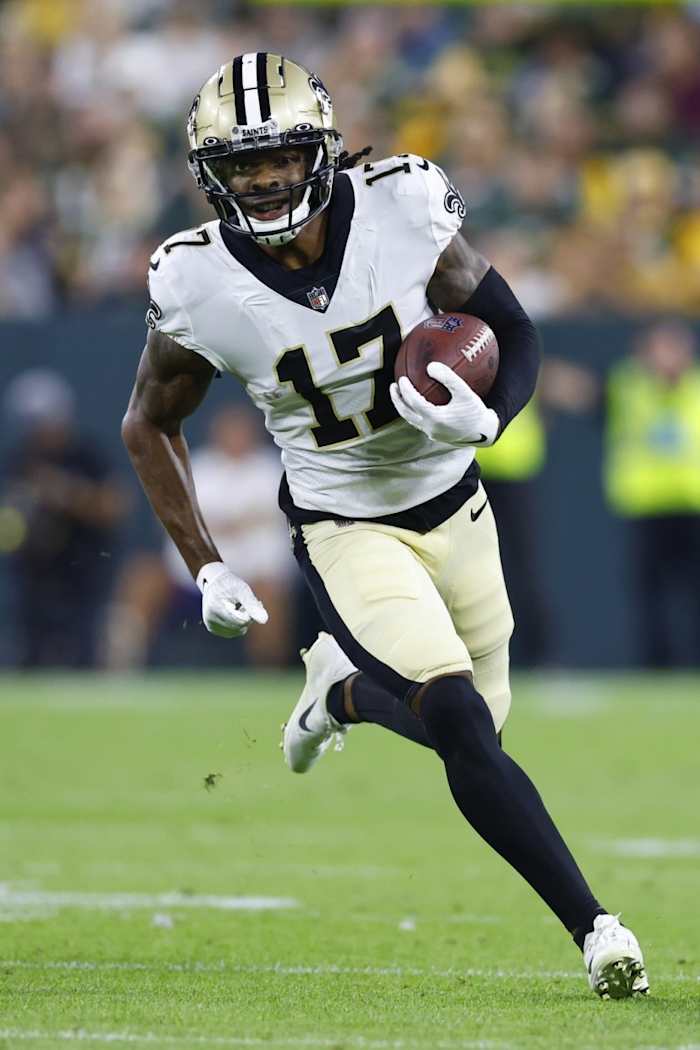 Aug 19, 2022; New Orleans Saints receiver Kevin White (17) during a preseason game against the Green Bay Packers. Mandatory Credit: Jeff Hanisch-USA TODAY Sports