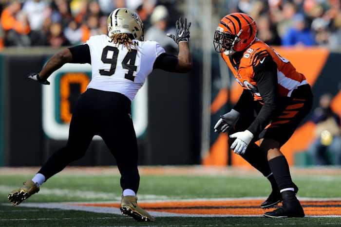 Nov 11, 2018; New Orleans Saints defensive end Cameron Jordan (94) rushes the passer against the Cincinnati Bengals. Mandatory Credit: Aaron Doster-USA TODAY Sports