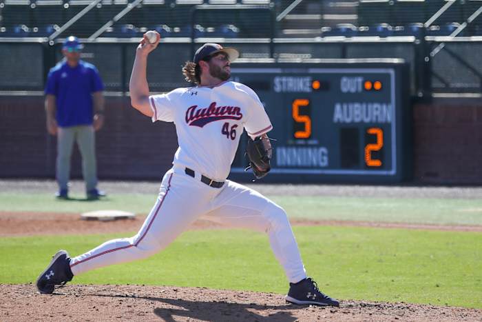 Chase Allsup delivers a pitch against Louisiana Tech in fall exhibition action