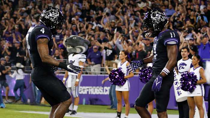 TCU celebrates a touchdown vs. Kansas State