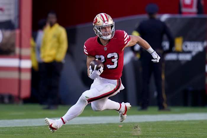 Christian McCaffrey in his first game for the 49ers in Week 7 against the Chiefs.