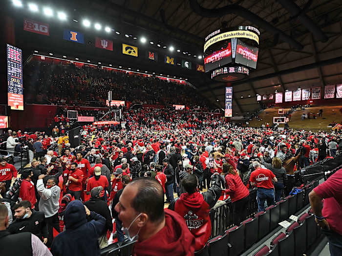 Rutgers fans storm the court