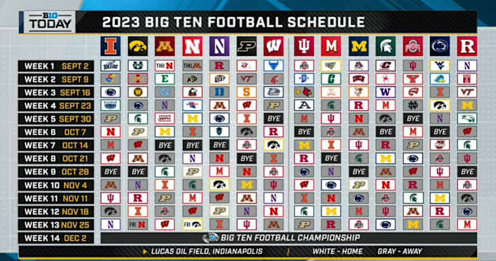 The Big Ten conference announced the 2023 football schedule on Wednesday.