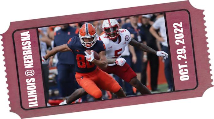 2022 Nebraska-Illinois football ticket illustration angled
