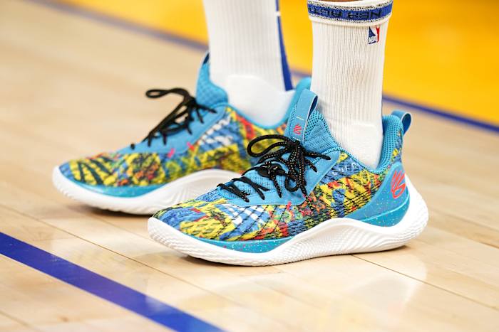 Stephen Curry's multi-colored shoes.