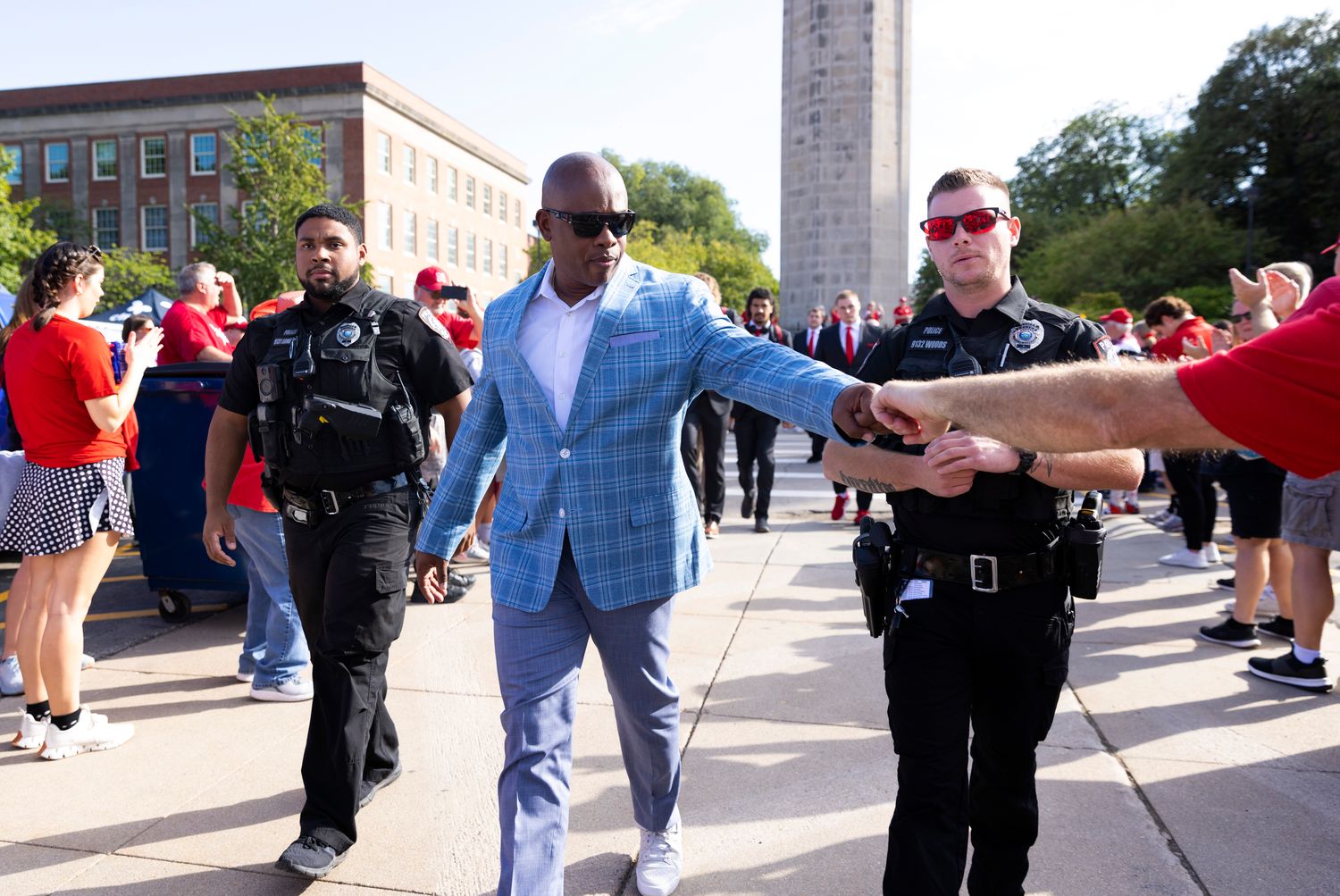Mickey Joseph greets fans in Lincoln.