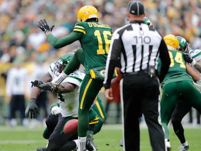 The Jets picked up this blocked punt and scored a touchdown at Green Bay in Week 6. (Photo by Dan Powers/USA Today Sports)