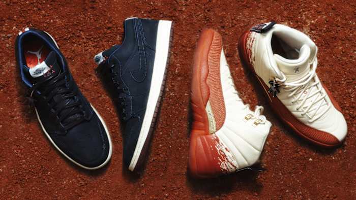 View of Jordan sneakers.