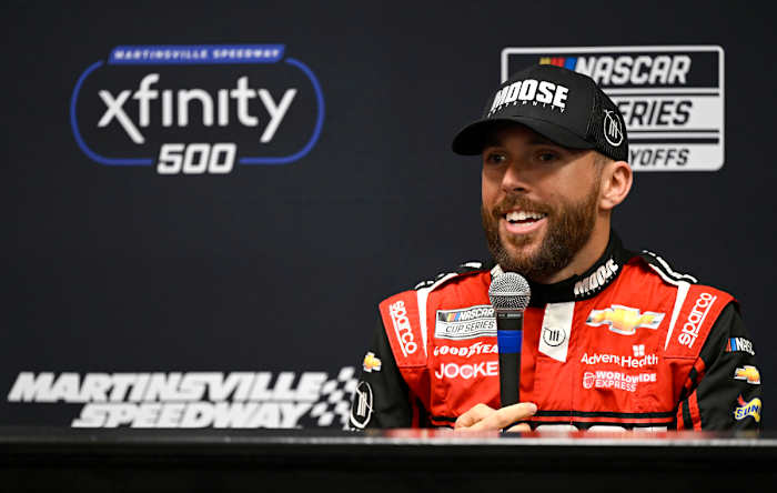Ross Chastain was still enthralled at what he did in the final lap of this past Sunday's race at Martinsville Speedway that put him in this Sunday's championship race in Phoenix. (Photo by Eakin Howard/Getty Images)