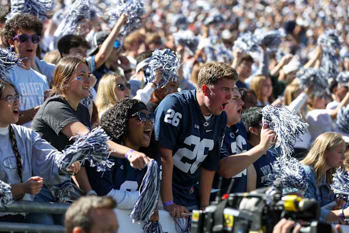 Penn State football fans cheer for the Nittany Lions at Beaver Stadium.