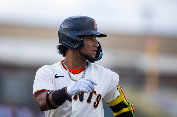SF Giants prospect Luis Matos running the bases during the Arizona Fall League. (2022)