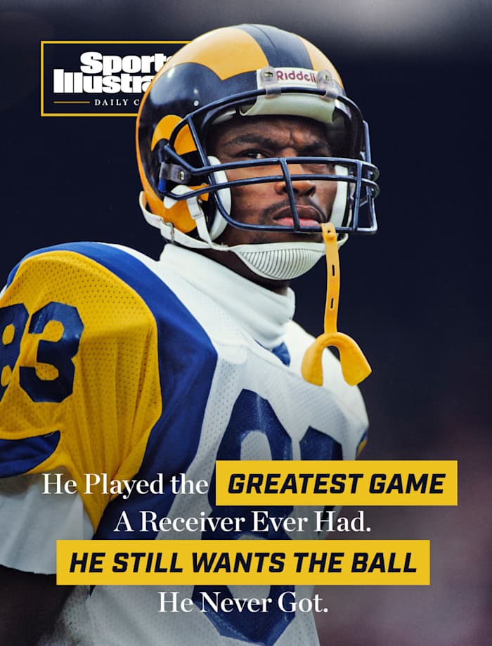 Rams receiver Flipper Anderson looks out onto the field before a game